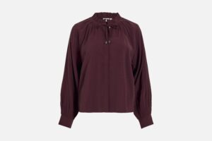 VIENGLY LS RUFFLE COLLAR SHIRT PORT ROYALE