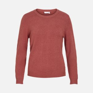 VIRIL ONECK LS KNIT TOP MARSALA DARK MEL - Image 1