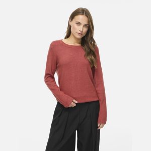 VIRIL ONECK LS KNIT TOP MARSALA DARK MEL - Image 3