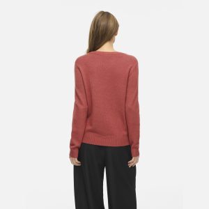 VIRIL ONECK LS KNIT TOP MARSALA DARK MEL - Image 4
