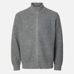 SLMCODY LS KNIT ZIP CARDIGAN GREY MELANGE – Image 1