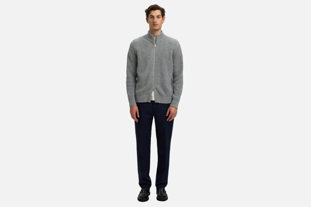 SLMCODY LS KNIT ZIP CARDIGAN GREY MELANGE