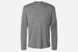 SLMTOMMY WOOL LS ONECK TEE  MEDIUM GREY