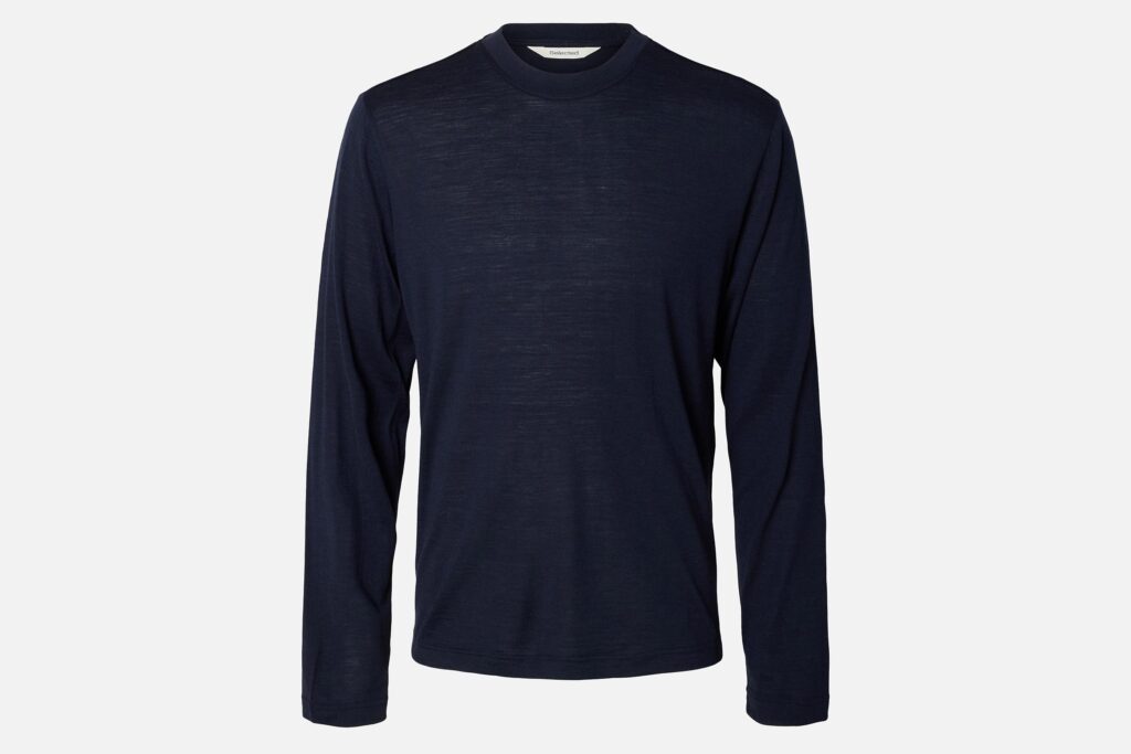 SLMTOMMY WOOL LS ONECK TEE SKY CAPTAIN