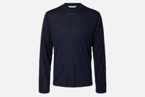 SLMTOMMY WOOL LS ONECK TEE SKY CAPTAIN