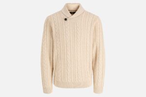 JPRBLUCALLUM CABLE KNIT SHAWL NECK PARCHMENT