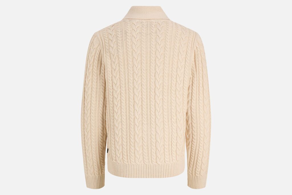 JPRBLUCALLUM CABLE KNIT SHAWL NECK PARCHMENT