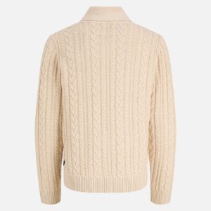 JPRBLUCALLUM CABLE KNIT SHAWL NECK PARCHMENT - Image 2