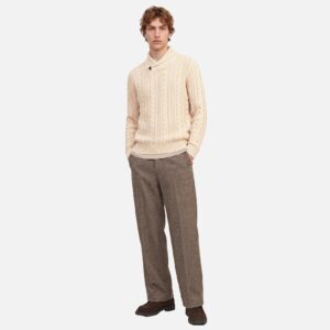JPRBLUCALLUM CABLE KNIT SHAWL NECK PARCHMENT - Image 3