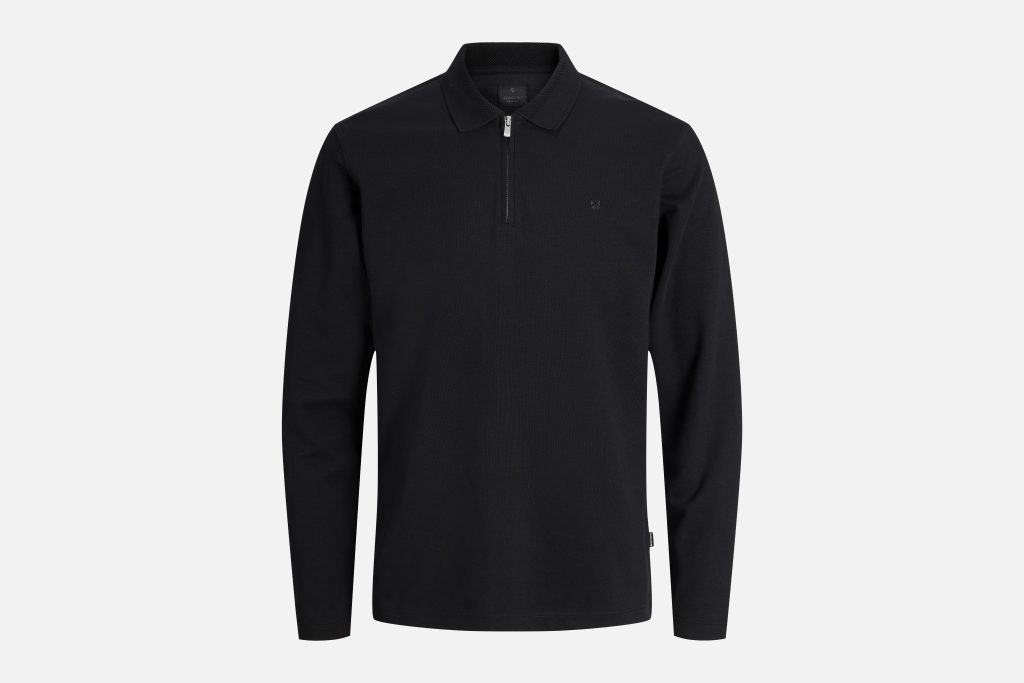 JPRBLAETHAN LS ZIP POLO BLACK