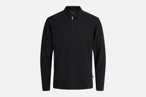 JPRBLAETHAN LS ZIP POLO BLACK