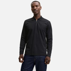 JPRBLAETHAN LS ZIP POLO BLACK - Image 3