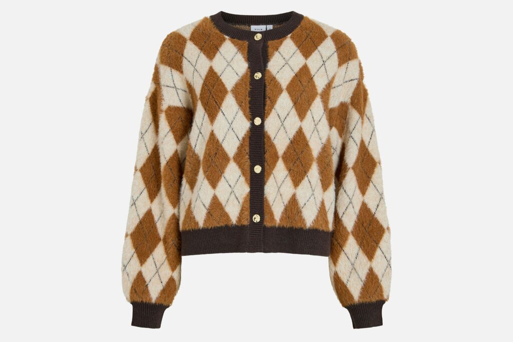 VITJEBBI ONECK JAQUARD KNIT CARDIGAN BIRCH
