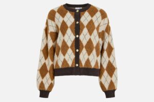 VITJEBBI ONECK JAQUARD KNIT CARDIGAN BIRCH
