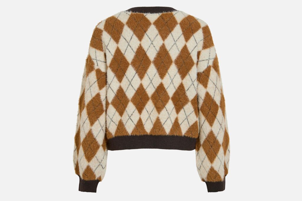 VITJEBBI ONECK JAQUARD KNIT CARDIGAN BIRCH