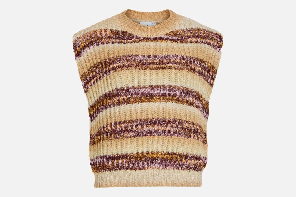 VIBELVINA ONECK SL KNIT VEST NATURAL