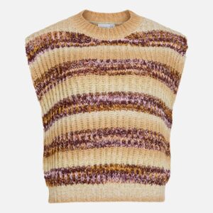 VIBELVINA ONECK SL KNIT VEST NATURAL - Image 1