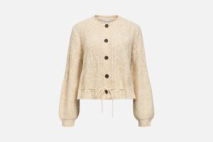OBJGUNVI LS RE KNIT CARDIGAN MACADAMIA