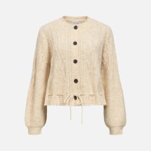 OBJGUNVI LS RE KNIT CARDIGAN MACADAMIA - Image 1