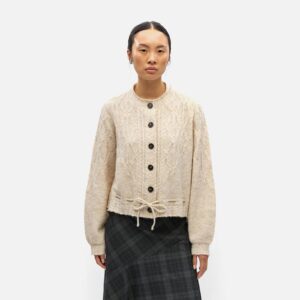 OBJGUNVI LS RE KNIT CARDIGAN MACADAMIA - Image 2