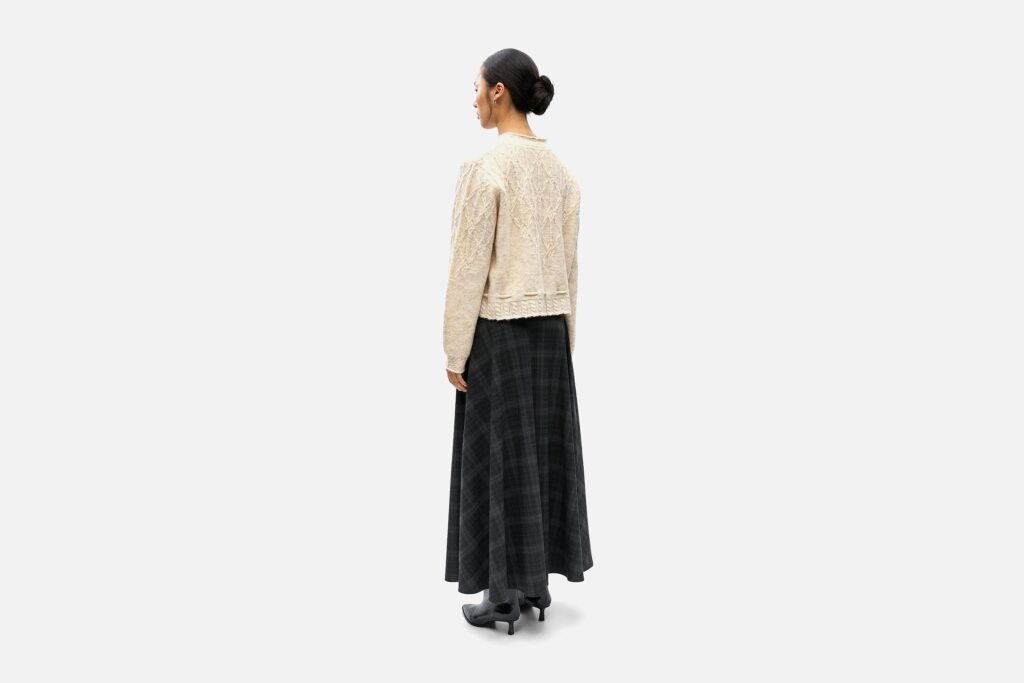 OBJGUNVI LS RE KNIT CARDIGAN MACADAMIA