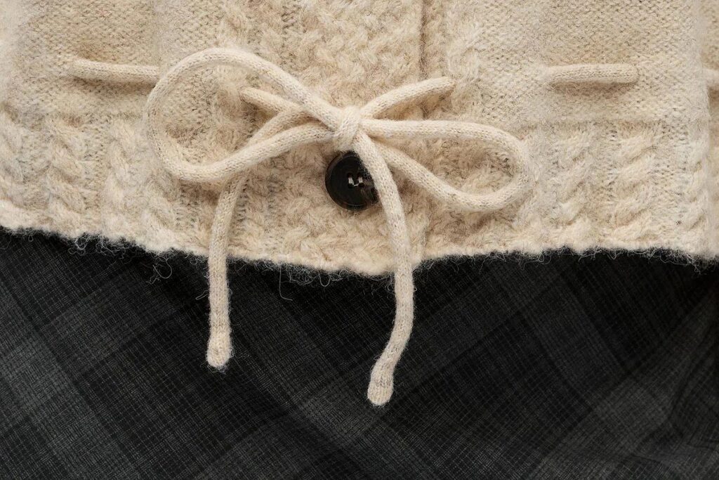 OBJGUNVI LS RE KNIT CARDIGAN MACADAMIA