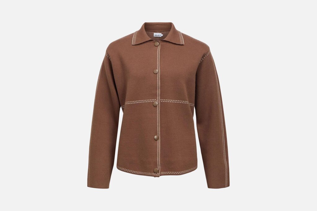 OBJASIMA LS RE KNIT JACKET CARAFE BIRCH