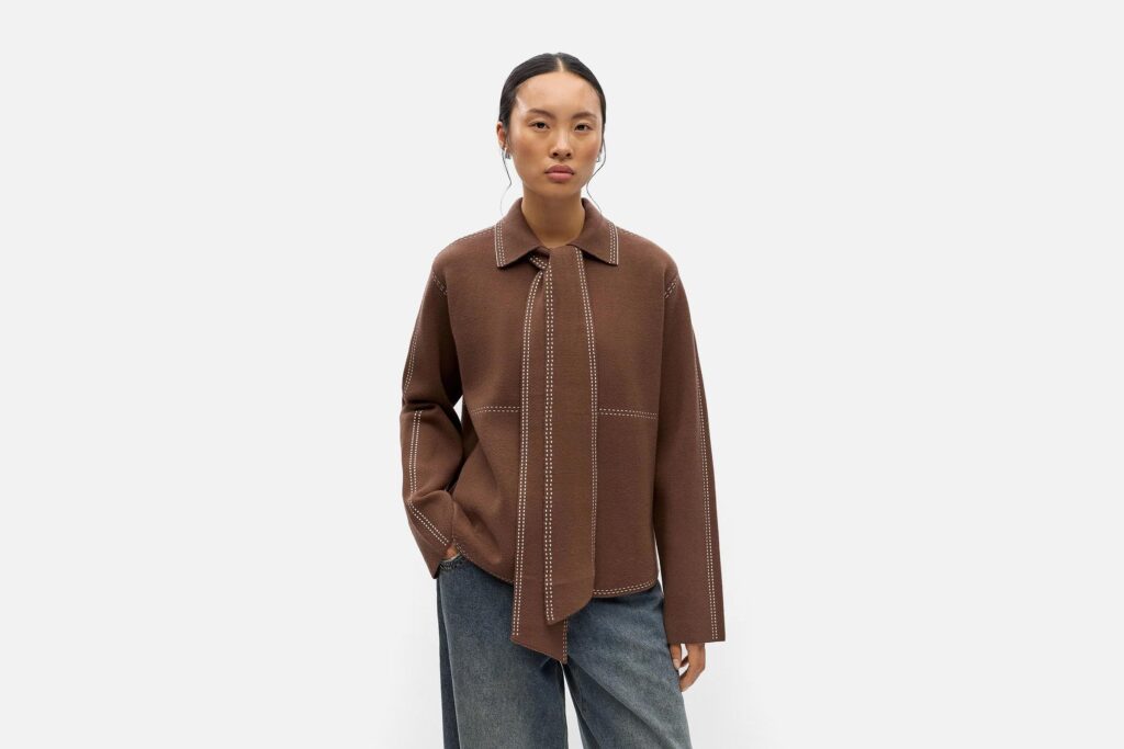 OBJASIMA LS RE KNIT JACKET CARAFE BIRCH