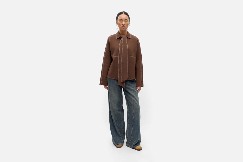 OBJASIMA LS RE KNIT JACKET CARAFE BIRCH