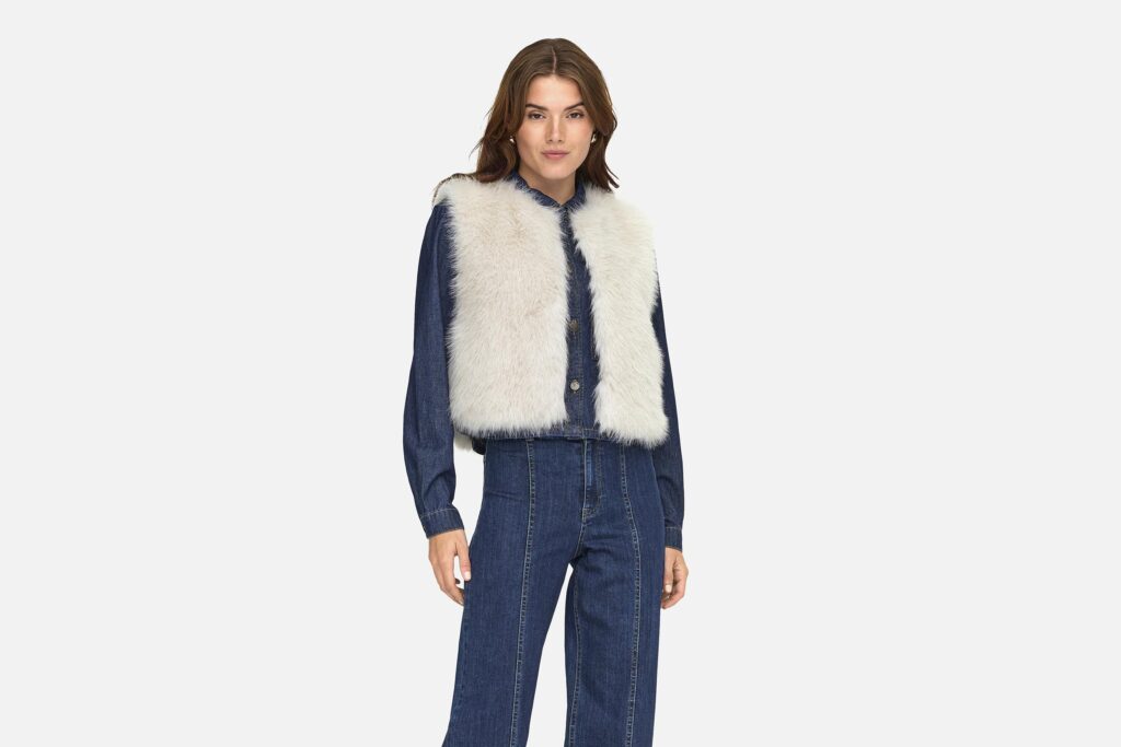 JDYORA FAUX FUR WAISTCOAT BIRCH