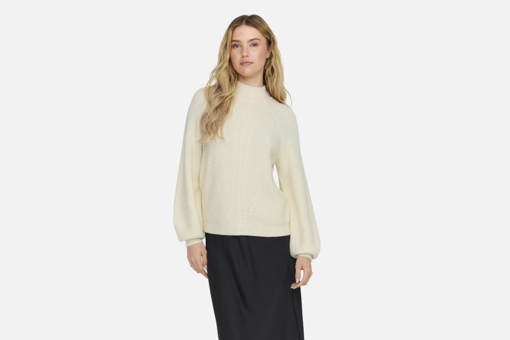 ONLKATIA LS DETAIL HIGHNECK WHITECAP GRAY