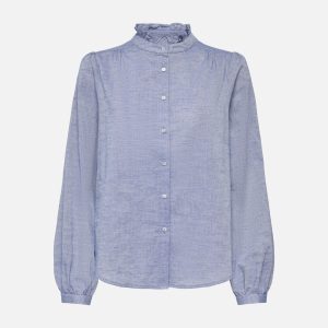 ONLAMIRA FR LS GLITTER SHIRT BLUE DENIM – Image 1