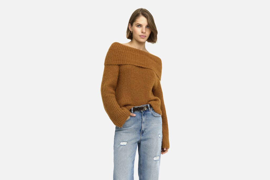 ONLMAGGIE LS OFF SHOULDER KNT GLAZED GINGER