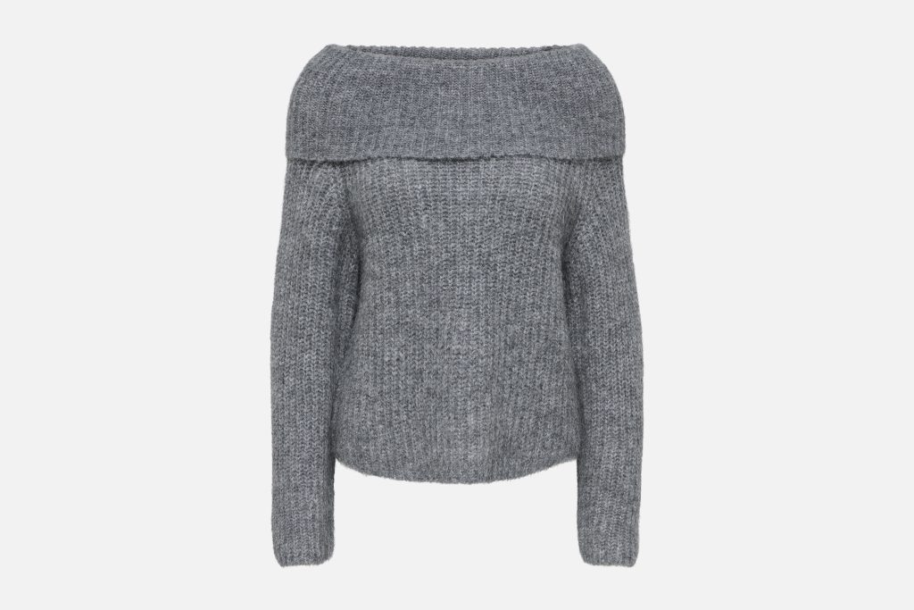 ONLMAGGIE LS OFF SHOULDER KNT MEDIUM GREY