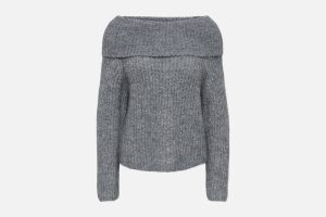 ONLMAGGIE LS OFF SHOULDER KNT MEDIUM GREY