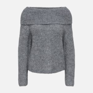 ONLMAGGIE LS OFF SHOULDER KNT MEDIUM GREY – Image 1