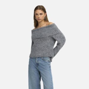 ONLMAGGIE LS OFF SHOULDER KNT MEDIUM GREY – Image 3