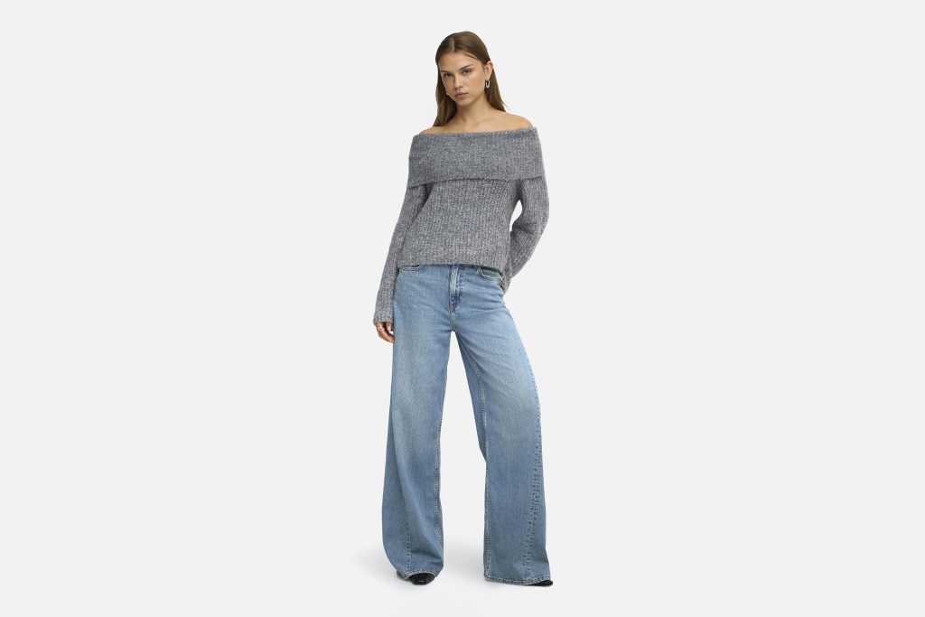 ONLMAGGIE LS OFF SHOULDER KNT MEDIUM GREY