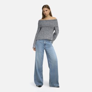 ONLMAGGIE LS OFF SHOULDER KNT MEDIUM GREY – Image 4