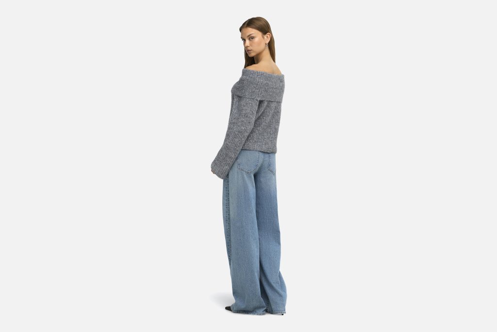 ONLMAGGIE LS OFF SHOULDER KNT MEDIUM GREY