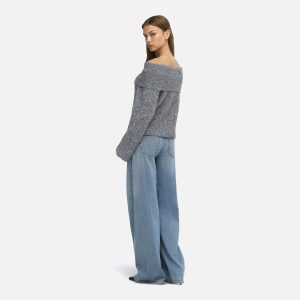 ONLMAGGIE LS OFF SHOULDER KNT MEDIUM GREY – Image 5